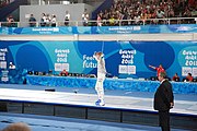 Deutsch: Fechten bei den Olympischen Jugend-Sommerspielen 2018: Tag 1, 7. Oktober 2018, Jungen, Säbel, Finale - Krisztián Rabb (HUN) - Hyun Jun (KOR) (USA) 15:13 English: Fencing at the 2018 Summer Youth Olympics at 7 October 2018 – Boys' sabre Gold medal match – Krisztián Rabb (HUN) Vs Hyun Jun (KOR) (USA) 15:13