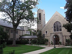 Western Spring's First Congregational Church is also on the National Register of Historic Places. First Congregational Church Western Springs IL 1.jpg