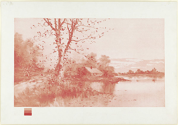 Image: First lithographic print in the primary triad of colors Red by Boston Public Library