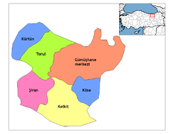 Location of Gümüşhane within Turkey.