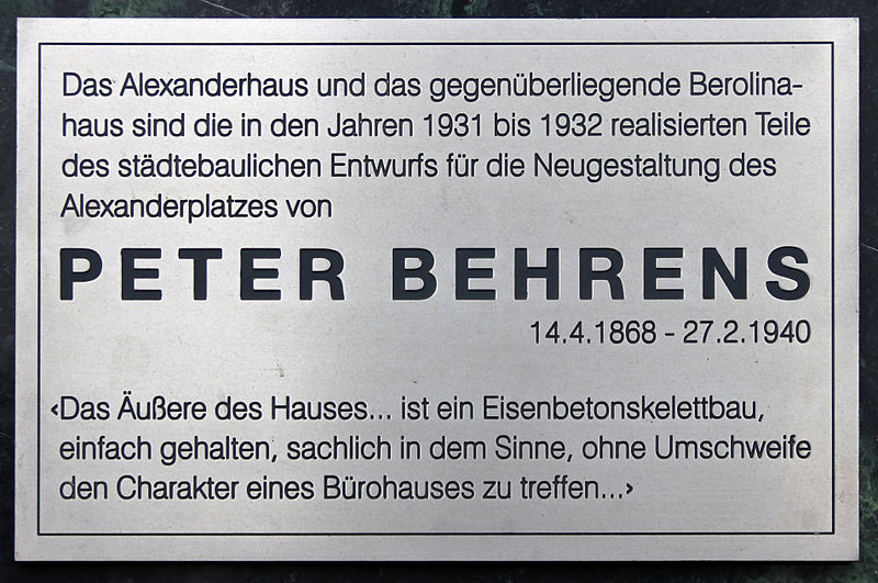 File:Gedenktafel Alexanderplatz 2 (Mitte) Peter Behrens.jpg