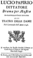 English: Gennaro Manna - Lucio Papirio dittatore - title page of the libretto - Rome 1748