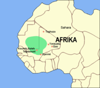 L'Imperi de Ghana en la seva màxima extensió c. 1050