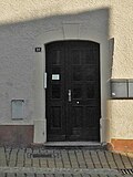 Sandstone door frame with keystone