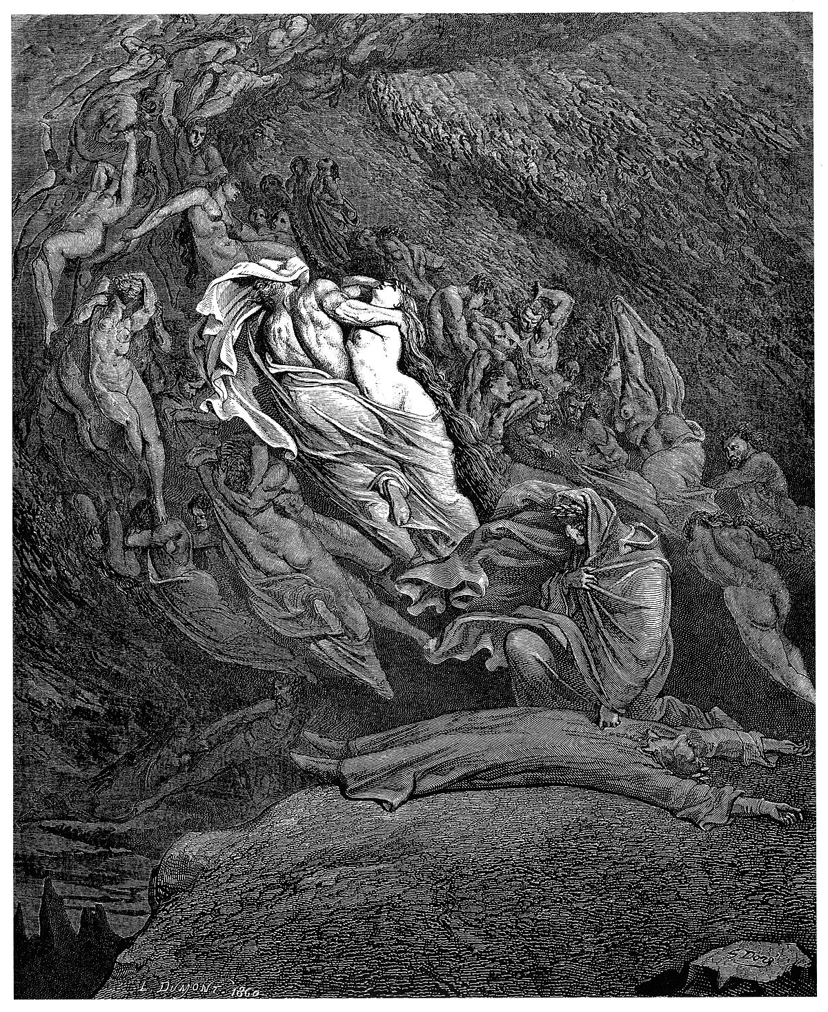 Gustave Doré - O Inferno de Dante - Dantes Curiosidade: Uma Ilustração de  Círculos do Inferno - Art Print