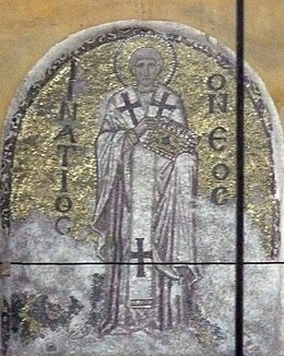 Mozaik, ki upodablja patriarha Ignacija v carigrajski stolnici Hagiji Sofiji, severni tympanon.