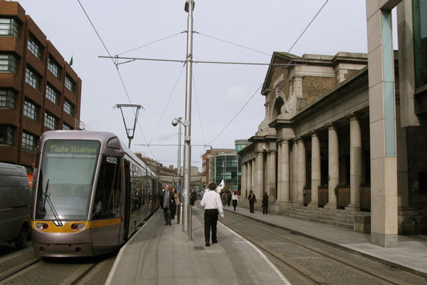 View from the platform looking north. The station building is visible on the right.