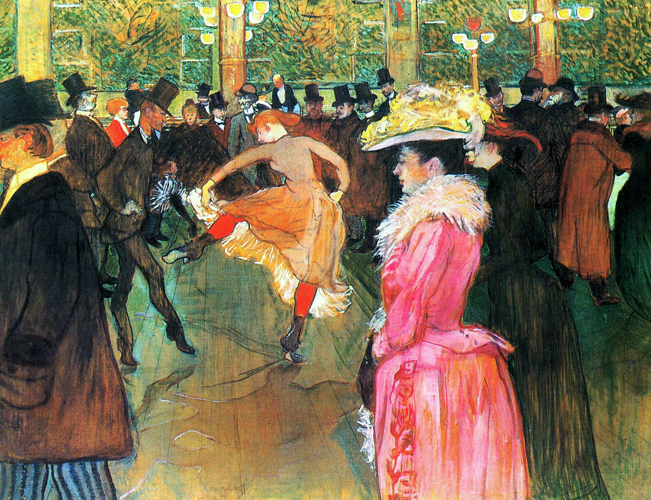 Bal au Moulin-Rouge (1890), huile sur toile (100,5 × 150 cm), Philadelphie, Philadelphia Museum of Art.