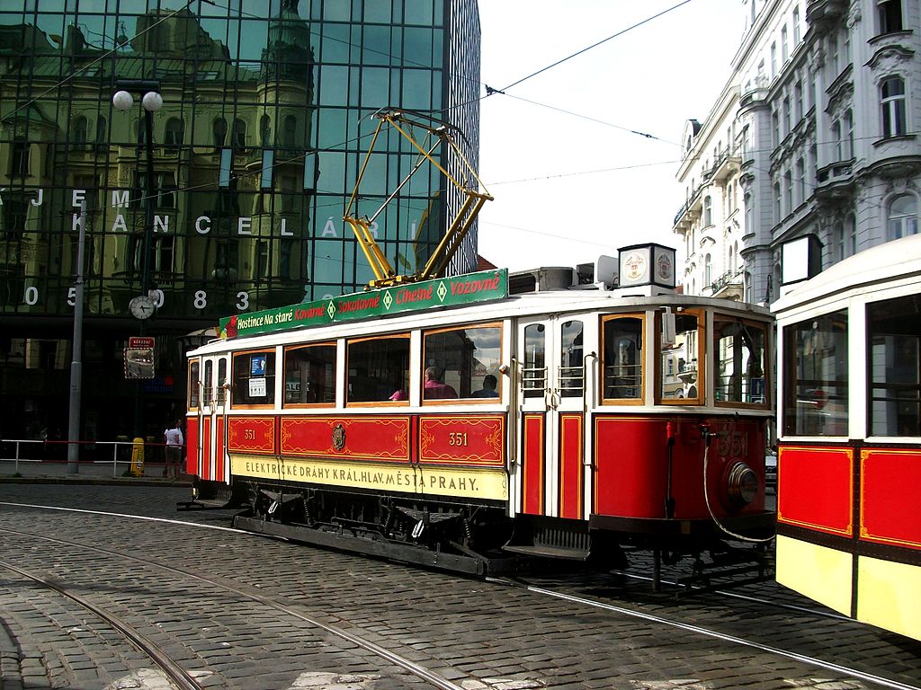 Historical tram on the line 91 in Prague - 2012 -2