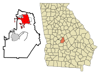 Warner Robins ja Houstonin piirikunta Georgian kartalla