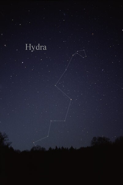 The constellation Hydra as it can be seen by the naked eye.