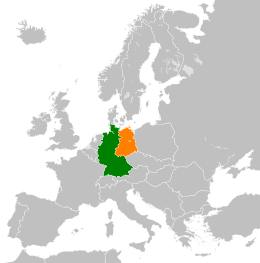 Mappa che indica l'ubicazione di Germania Est e Germania Ovest