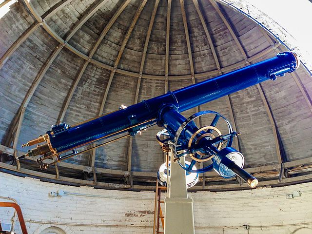 This 12 inch refractor is mounted in a dome on a mount that matches the Earth's rotation