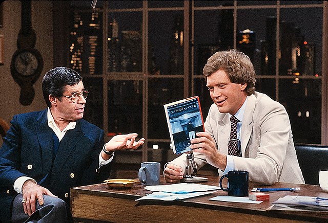 Actor Jerry Lewis with Letterman on Late Night, 1982