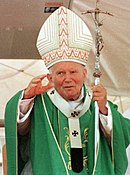 John Paul II: Sanctity through a training in prayer is the most important priority of the Church. John Paul II Brazil 1997 3.jpg