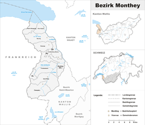 Kort over District de Monthey