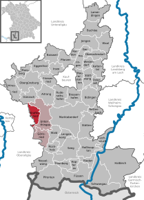 Poziția Kraftisried pe harta districtului Ostallgäu