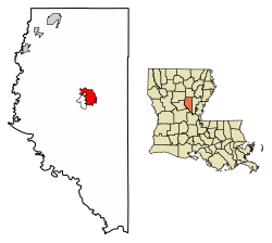 Location of Jena in LaSalle Parish, Louisiana.
