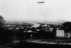 The astronomer Jules Janssen took this photo of La France dirigible of the French officers Charles Renard and Arthur Krebs from his Meudon astrophysic observatory in 1885. La France Observatoire.jpg