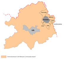 Lage von Roubaix im Gemeindeverbund Lille Métropole Communauté urbaine