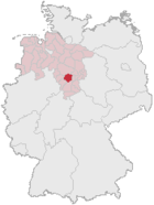 situo de la distrikto Hildesheim en Germanio