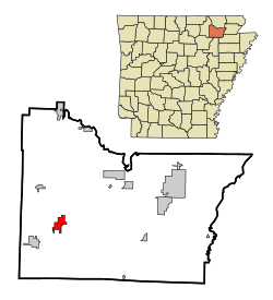 Location in Lawrence County and the state of Arkansas