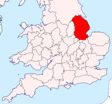 Location of Lincolnshire in England. Lincolnshire Brit Isles Sect 5.svg