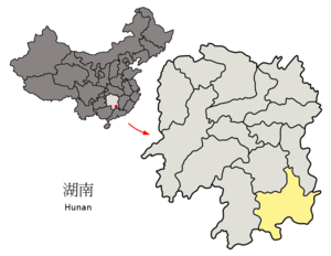 Lage von Chenzhou in der Provinz Hunan