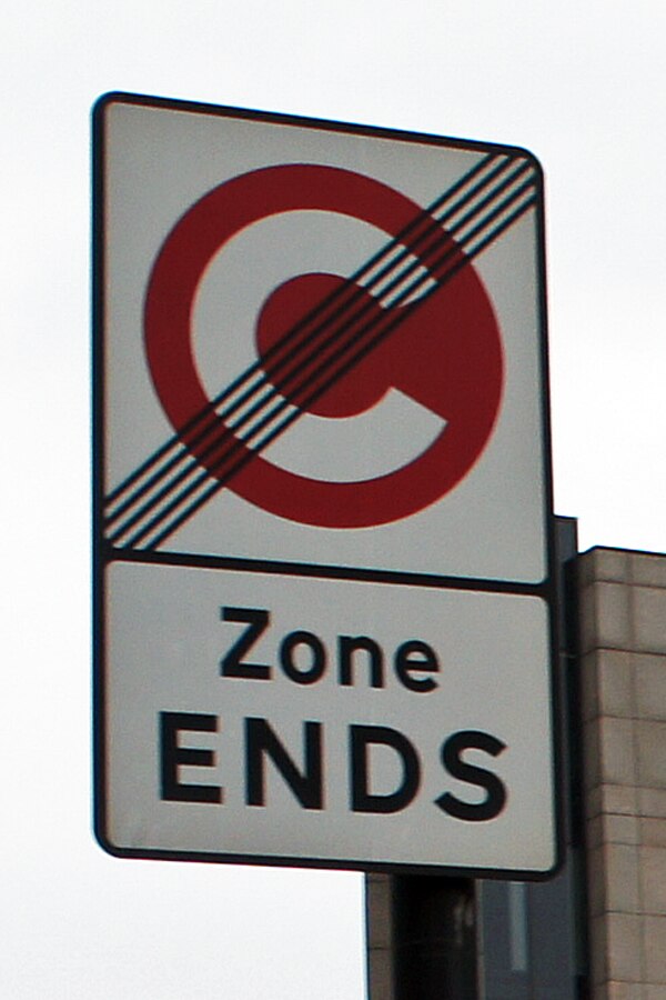 Sign indicating the exit of congestion charge area.