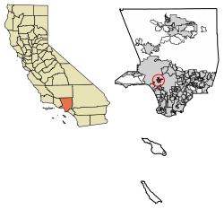Posizione all'interno della contea di Los Angeles, California.