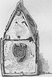19th c drawing of one of the gabled sides of the Lough Erne Shrine Lough Erne Shrine (side view).jpg
