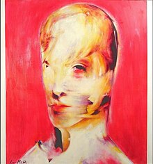 Luigi Mor, "Testa rossa" (2003), olio su tavola, cm 160 x 120, distrutto nell'incendio del 25 aprile 2019