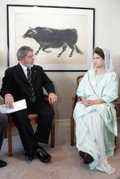Khaleda Zia, Bangladesh's first woman prime minister, with President Lula of Brazil, during her second term LulaZia.jpg
