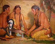 Joseph Henry Sharp, Making Sweet Grass Medicine, Blackfoot Ceremony, ca. 1920, Smithsonian American Art Museum
