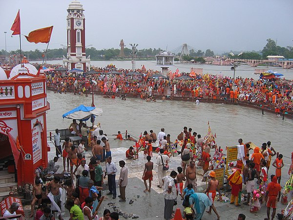 Hindus at Har Ki Pauri, Haridwar near river Ganges in Uttarakhand state of India.