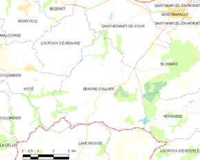 Poziția localității Beaune-d'Allier