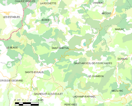 Mapa obce Saint-Martial