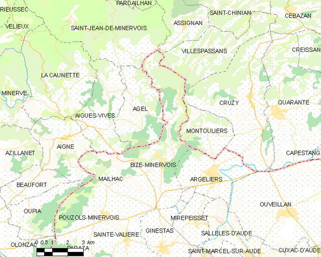 Poziția localității Bize-Minervois