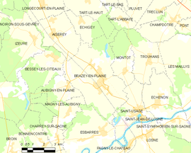 Mapa obce Brazey-en-Plaine