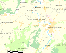 Mapa obce Sainte-Colombe-sur-Seine