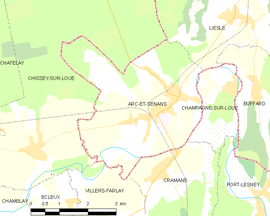 Mapa obce Arc-et-Senans