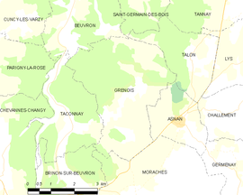 Mapa obce Grenois