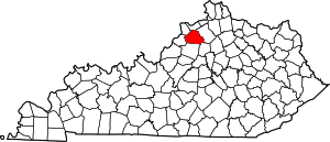 Mapa Kentucky z zaznaczeniem hrabstwa Henry