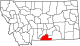 Mapa del estado que destaca el condado de Carbon