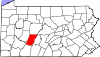 Mapa de Pensilvania con la ubicación del condado de Cambria