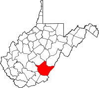 Map of Zapadna Virdžinija highlighting Greenbrier County