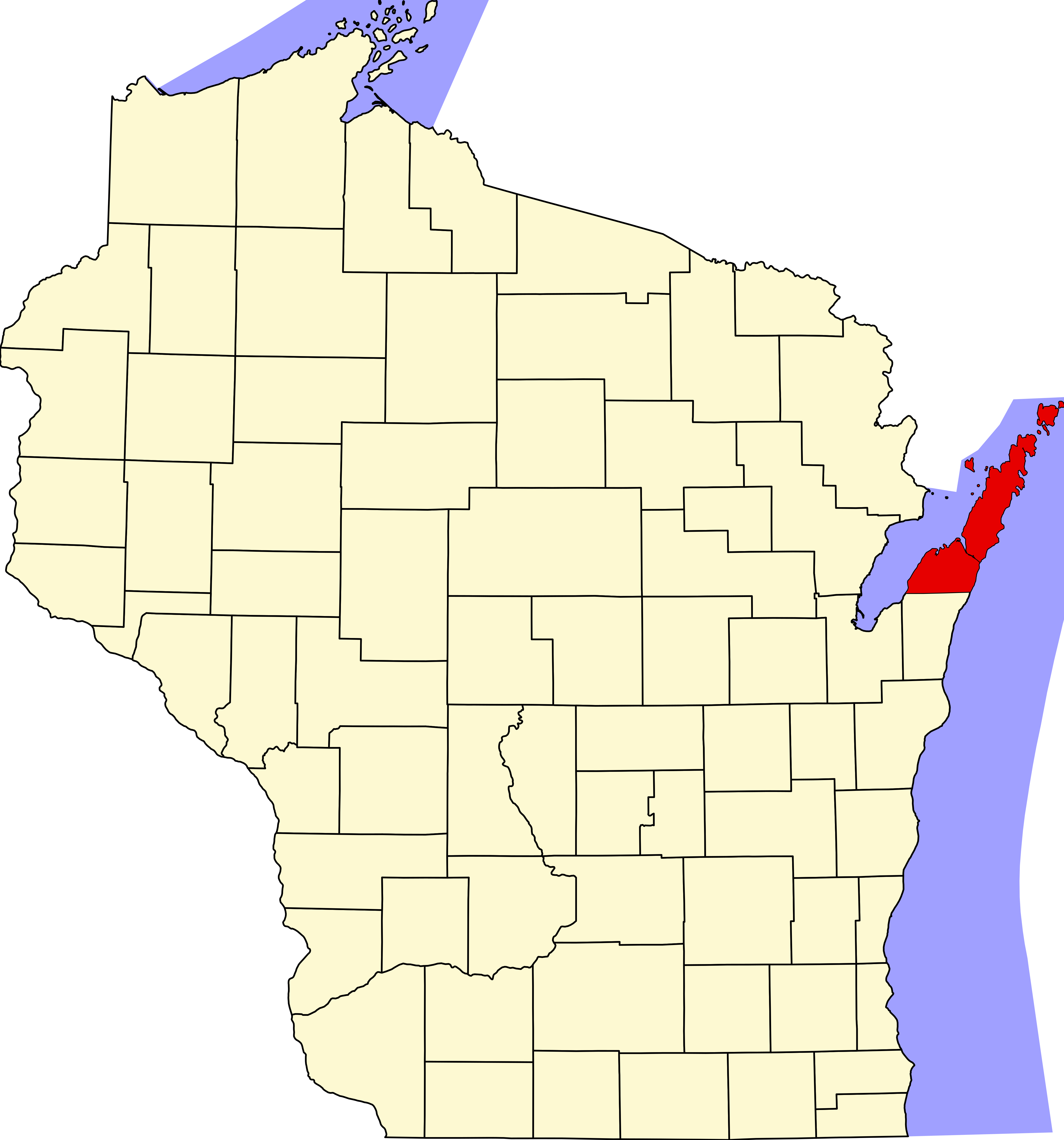 door county wisconsin map File Map Of Wisconsin Highlighting Door County Svg Wikimedia Commons