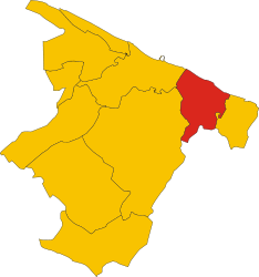 Posizione del comune di Trani nella provincia di Barletta-Andria-Trani