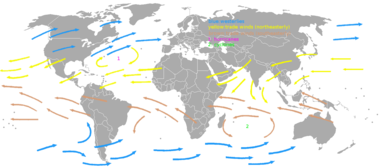 Vientos Del Oeste: O anti-trades, vientos predominantes del oeste hacia el este en las latitudes medias
