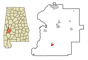 Marengo County Alabama Incorporated and Unincorporated areas Sweet Water Highlighted.svg